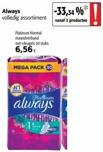 Colruyt Always platinum normal maandverband met vleugels aanbieding