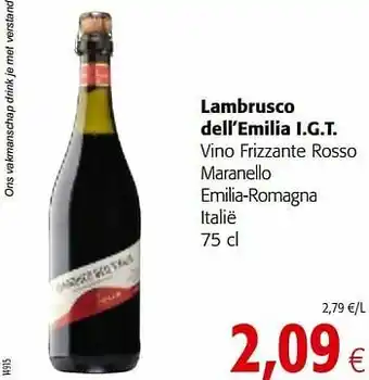 Colruyt Lambrusco dell`emilia i.g.t. vino frizzante rosso maranello emilia-romagna italië aanbieding