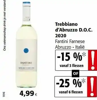 Colruyt Trebbiano d`abruzzo d.o.c. 2020 fantini farnese abruzzo - italië aanbieding