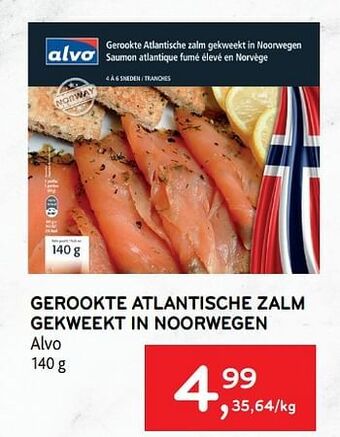 Alvo Gerookte atlantische zalm gekweekt in noorwegen alvo 140 g aanbieding