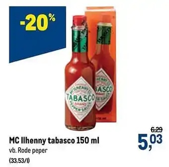 Makro Mc ilhenny tabasco rode peper 150 ml aanbieding