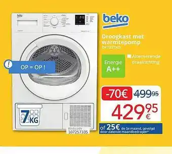 Eldi Beko droogkast met warmtepomp df733txo aanbieding