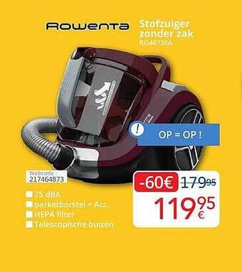 Eldi Rowenta stofzuiger zonder zak aanbieding
