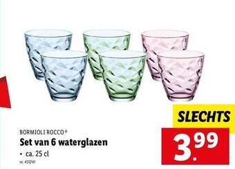 Lidl Set van 6 waterglazen aanbieding