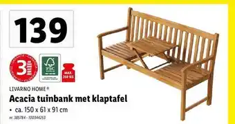 Acacia tuinbank met klaptafel