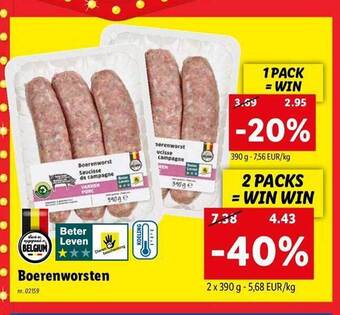Lidl Boerenworsten aanbieding