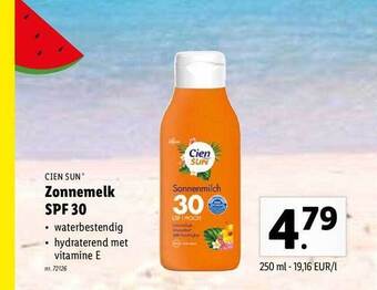 Lidl Zonnemelk spf 30 aanbieding