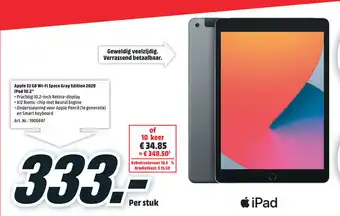 MediaMarkt Apple 32 GB Wi-Fi Space Gray Edition 2020 iPad 10.2" aanbieding