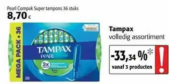 Colruyt Tampax pearl compak super tampons aanbieding