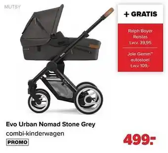 Baby-Dump Evo urban nomad stone grey combi-kinderwagen aanbieding
