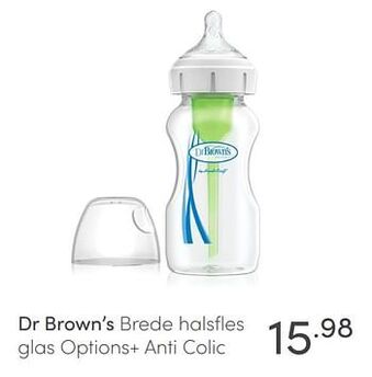 Dr brown`s brede halsfles glas options+ anti colic