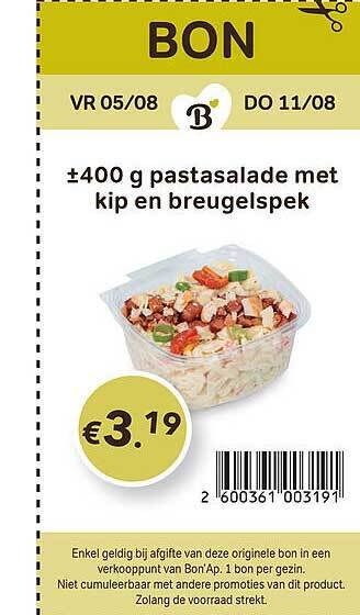Bon Ap Pastasalade met kip en breugelspek aanbieding