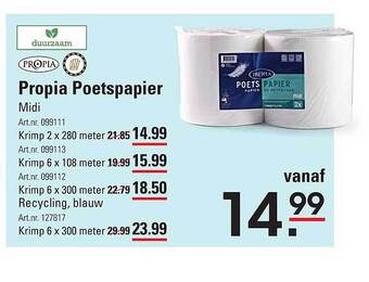 Sligro Propia poetspapier aanbieding