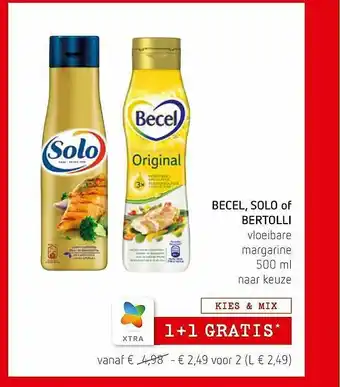 Spar Colruyt Becel, Solo Of Bertolli Vloeibare Margarine aanbieding