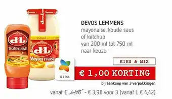 Devos Lemmens Mayonaise, Koude Saus Of Ketchup
