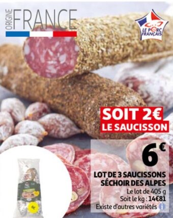 Auchan Lot De 3 Saucissons Sechoir Des Alpes aanbieding