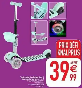 Cora Trottinette évolutive 4 en 1 meegroeiende step 4 in 1 scooter junior roues led aanbieding