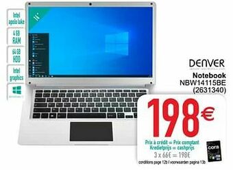 Cora Denver notebook nbw14115be aanbieding