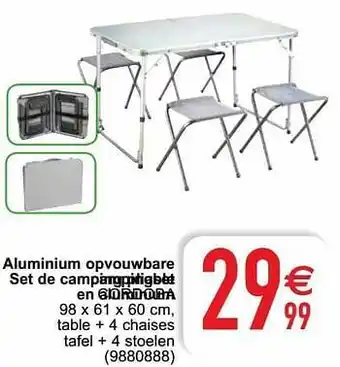 Aluminium opvouwbare set de camping pliable en aluminium cordoba