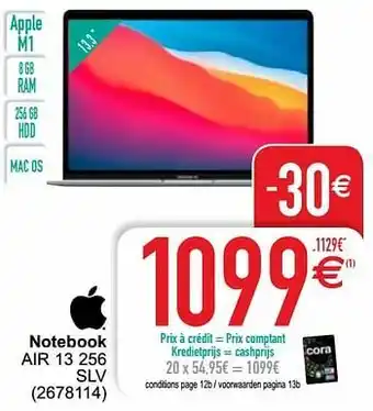 Cora Apple notebook air 13 256 slv aanbieding