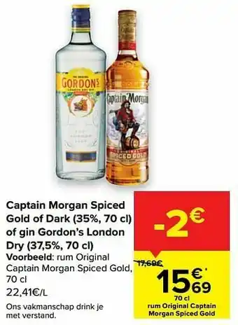 Carrefour Market Rum original captain morgan spiced gold aanbieding