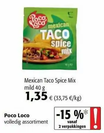 Colruyt Poco loco mexican taco spice mix mild aanbieding