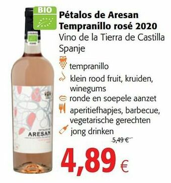 Colruyt Pétalos de aresan tempranillo rosé 2020 vino de la tierra de castilla spanje aanbieding