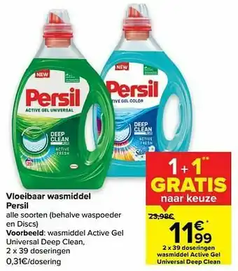 Carrefour Market Persil wasmiddel active gel universal deep clean aanbieding