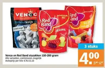 Albert Heijn Venco en red band stazakken 100-280 gram aanbieding