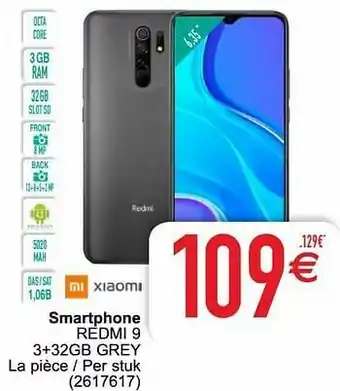 Cora Xiaomi smartphone redmi 9 3+32gb grey aanbieding