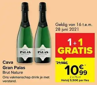 Carrefour Market Cava gran palas brut nature aanbieding