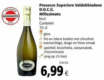 Colruyt Prosecco superiore valdobbiadene d.o.c.g. millesimato brut aanbieding
