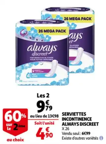 Always Discreet Serviettes Incotinence