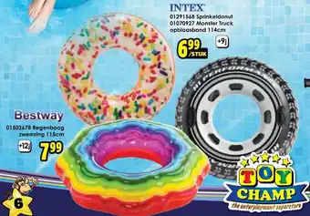 ToyChamp Intex 01291568 Sprinkeldonut 01070927 Monster Truck opblaasband 114cm aanbieding