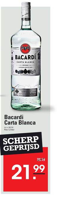 Sligro Bacardi carta blanca aanbieding