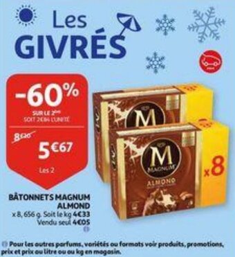 Auchan Batonnets magnum almond aanbieding