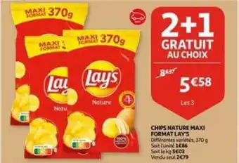 Auchan Chips nature maxi format lay's 370g aanbieding