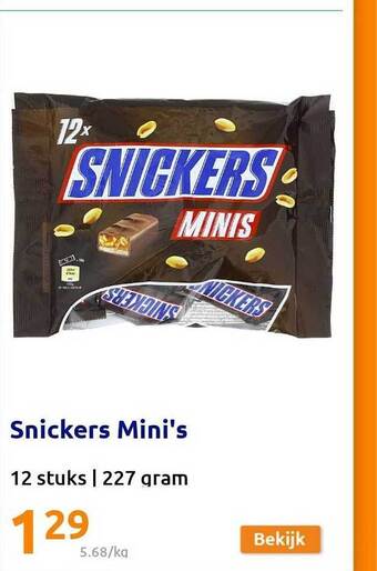 Action Snickers mini's aanbieding