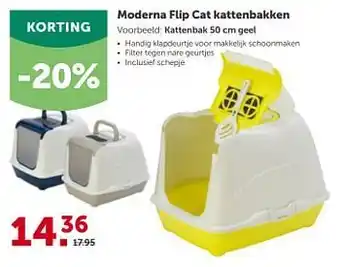 AVEVE Moderna flip cat kattenbak 50 cm geel aanbieding