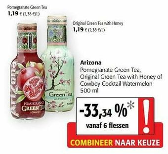 Arizona pomegranate green tea, original green tea with honey of cowboy cocktail watermelon