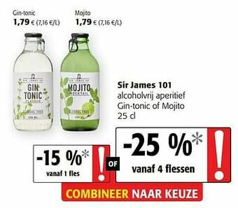 Colruyt Sir james 101 alcoholvrij aperitief gin-tonic of mojito aanbieding