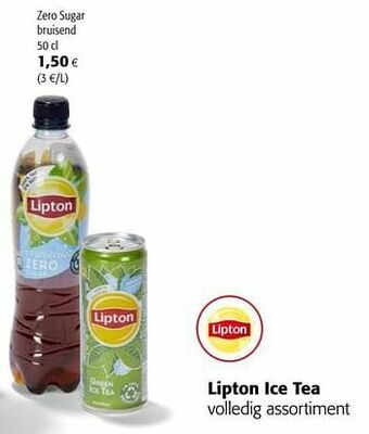 Colruyt Lipton ice tea zero sugar bruisend aanbieding