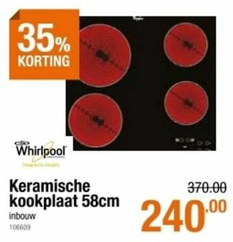 Cevo Whirlpool keramische kookplaat aanbieding
