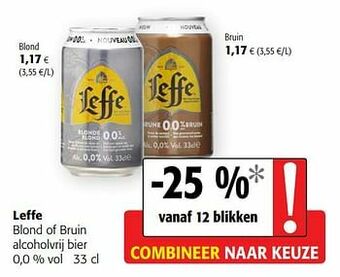 Colruyt Leffe blond of bruin alcoholvrij bier aanbieding