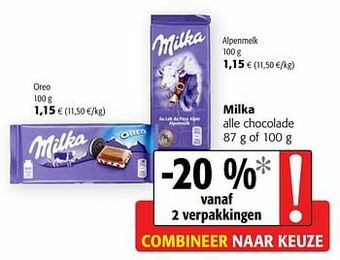 Colruyt Milka alle chocolade aanbieding