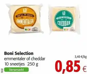 Colruyt Boni selection emmentaler of cheddar aanbieding