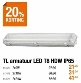 Tl armatuur led t8 hdw ip65
