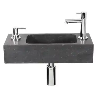 Sawiday Differnz sapon fonteinset 42x18.5x9cm 1 kraangat inclusief kraan sifon zeepdispenser en afvoerplug chroom rechthoek natuurste aanbieding
