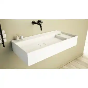 Sawiday Ideavit solidbliss wastafel 90x45x16cm 0 kraangaten solid surface mat wit aanbieding