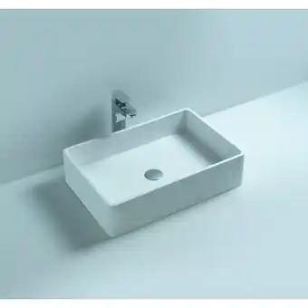 Sawiday Ideavit solidtop opbouw wastafel 60x40x15cm rechthoek 0 kraangaten 1 wasbak solid surface wit aanbieding